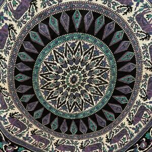 HUGE VTG Indian Cotton Wall Tapestry Ethnic Elephant Hanging Decor Hippie 80x92